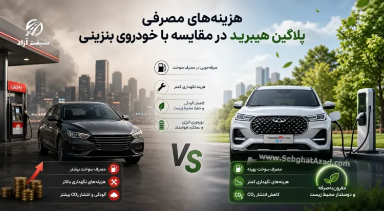 هزینه های مصرفی خودروی پلاگین هیبرید در مقایسه با خودروی بنزینی