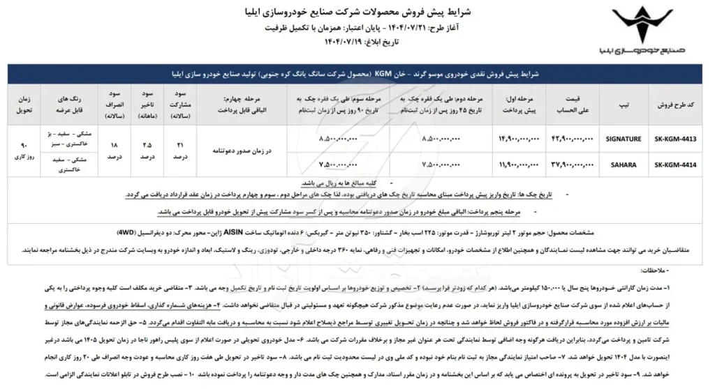قیمت موسو گرند خان و شرایط فروش 1404