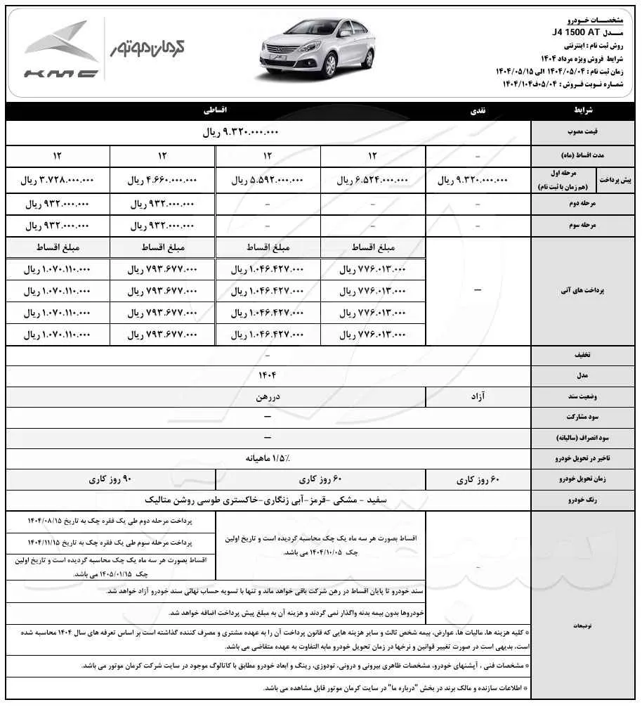 آغاز فروش نقد و اقساط خودروی J4 با پیش پرداخت متنوع