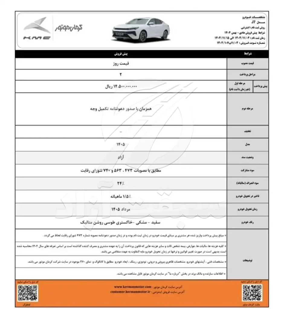 قیمت KMC J7 و شرایط فروش 1404 2 قیمت KMC J7 و شرایط فروش 1404