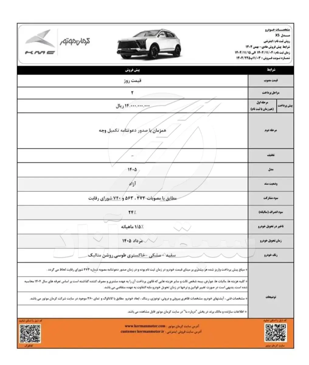 قیمت KMC X5 و شرایط فروش 1404