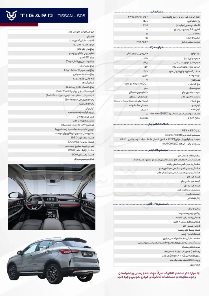 کاتالوگ تیسان S05 تیگارد موتور