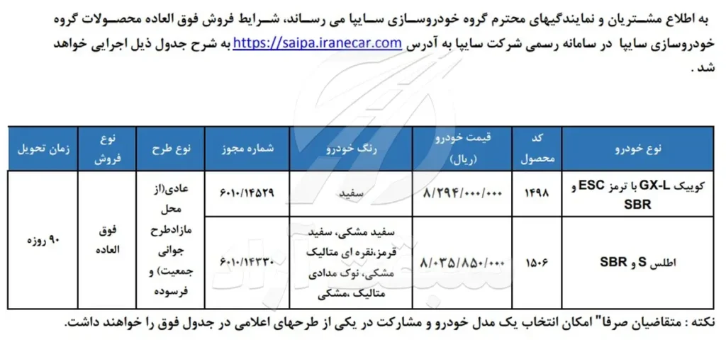 شرایط فروش فوق العاده سایپا در اردیبهشت 1405 اعلام شد