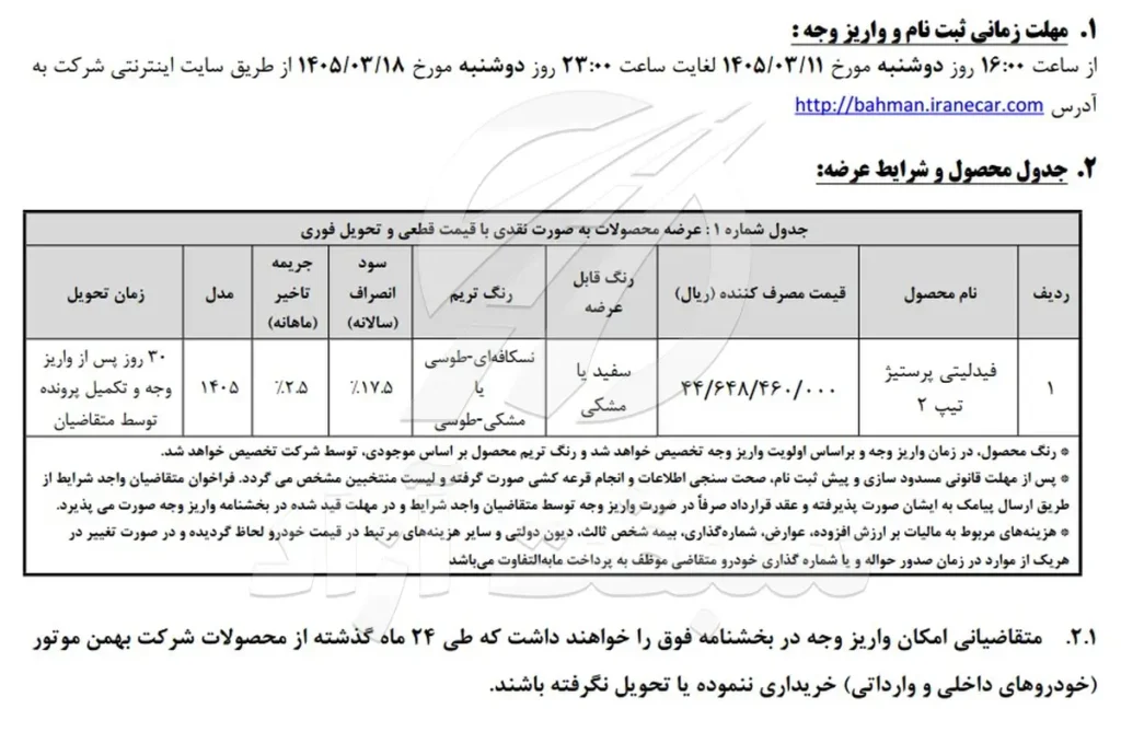 فرصت تکمیل وجه منتخبین قرعه کشی فیدلیتی پرستیژ اعلام شد 4 فرصت تکمیل وجه منتخبین قرعه کشی فیدلیتی پرستیژ اعلام شد