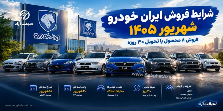 شرایط فروش ایران خودرو شهریور 1405؛ فروش 8 محصول با تحویل 30 روزه