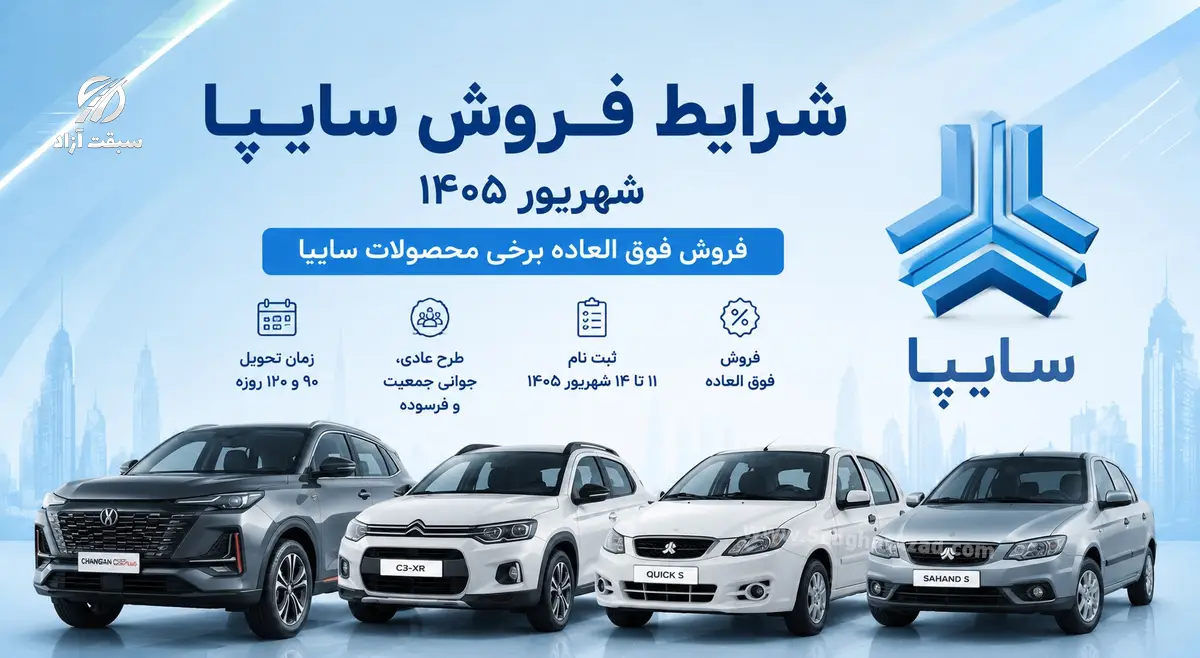 شرایط فروش سایپا شهریور ۱۴۰۵ اعلام شد؛ فروش فوق العاده چانگان CS55، سیتروئن C3 و محصولات سایپا
